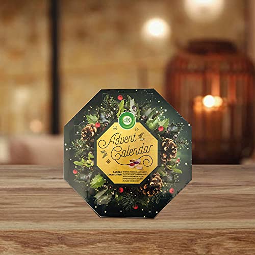 Advent Airwick Advent Calendar Scented Candles Set with 24 x Tea Lights Candles, Great for Xmas and Living Room Accessories with Candle Holder, Great for Home Decor