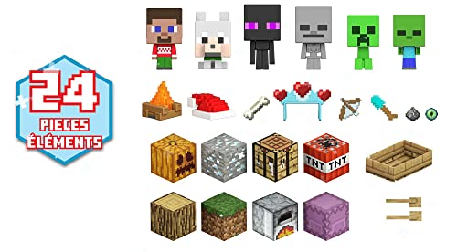 Minecraft Mob Head Minis Advent Calendar Featuring Pixelated Video-Game Character Figures with Giant Heads, Collectible Toy- for Fans Ages 6 Years & Older, HHT63
