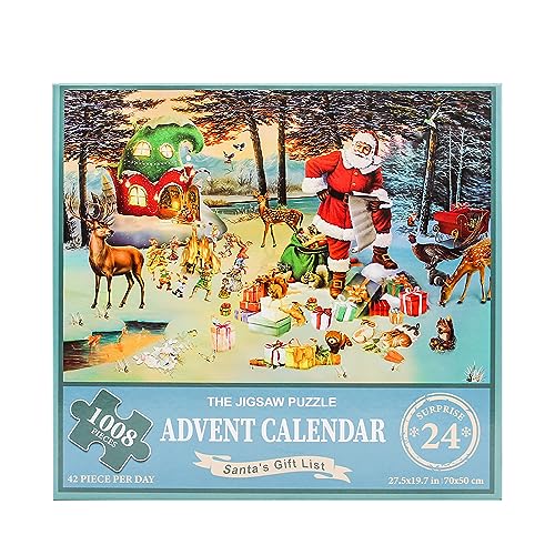 2023 Christmas Calendar Jigsaw Puzzles 1008 Pieces, Colourful Skill Games for the Whole Family, Adult Jigsaw Advent Calendar for 8-14 Years