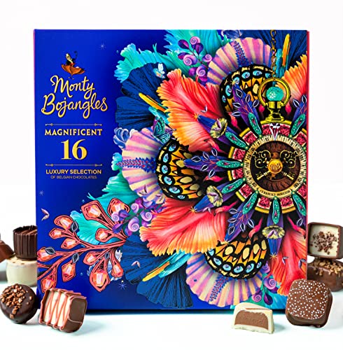 Monty Bojangles Magnificent Luxury Belgian Chocolate Selection Box | Gift Box - Assortment of 16 Milk, Dark and White Belgian Chocolates, 226g