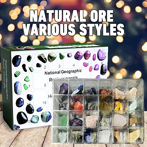Crystals Advent Calendar 2023 24 Days Natural Crystal Agate Stone Minerals Christmas Healing Crystal Advent Calendar Countdown Calendar for Birthday Girls Kids,Toy Advent Calendars