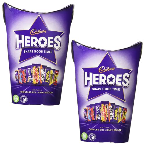 Cadbury Heroes Chocolates 185g (Pack of 2) - Cadbury Chocolate Gifts Box Selection - Anniversary Birthday Easter Chocolate Gifts for Kids and Adult (Cadbury Heroes 189g × 2)
