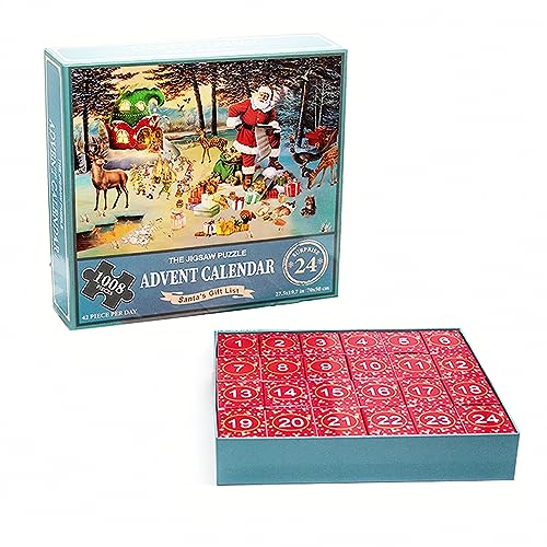 2023 Christmas Calendar Jigsaw Puzzles 1008 Pieces, Colourful Skill Games for the Whole Family, Adult Jigsaw Advent Calendar for 8-14 Years