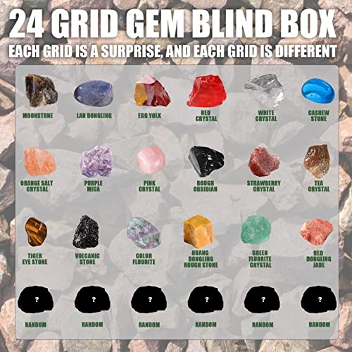 Crystals Advent Calendar 2023 24 Days Natural Crystal Agate Stone Minerals Christmas Healing Crystal Advent Calendar Countdown Calendar for Birthday Girls Kids,Toy Advent Calendars
