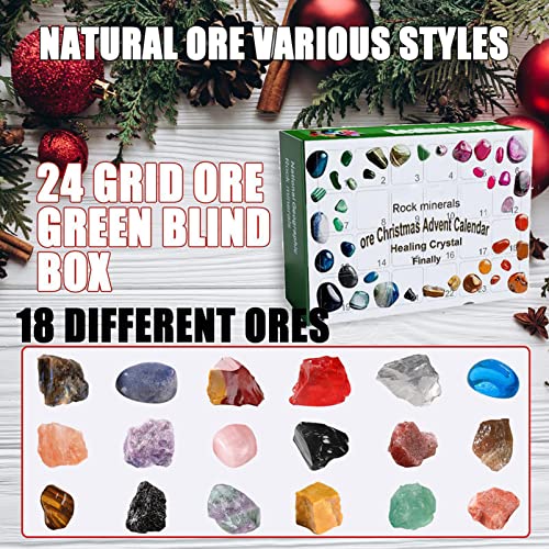 Crystals Advent Calendar 2023 24 Days Natural Crystal Agate Stone Minerals Christmas Healing Crystal Advent Calendar Countdown Calendar for Birthday Girls Kids,Toy Advent Calendars