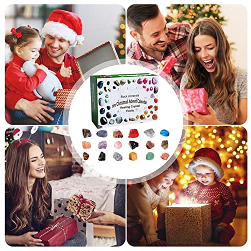 Crystals Advent Calendar 2023 24 Days Natural Crystal Agate Stone Minerals Christmas Healing Crystal Advent Calendar Countdown Calendar for Birthday Girls Kids,Toy Advent Calendars