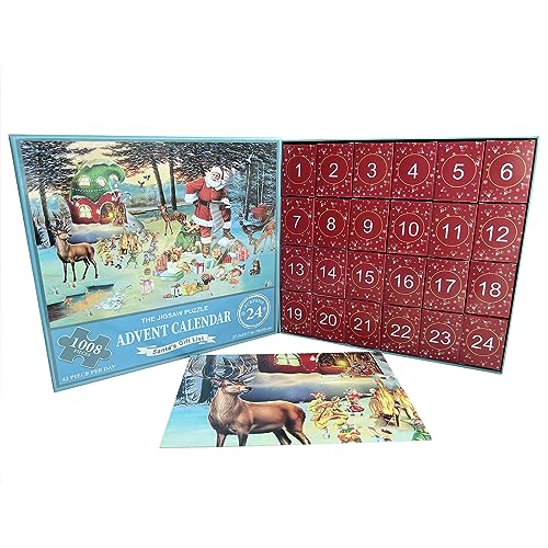 2023 Christmas Calendar Jigsaw Puzzles 1008 Pieces, Colourful Skill Games for the Whole Family, Adult Jigsaw Advent Calendar for 8-14 Years