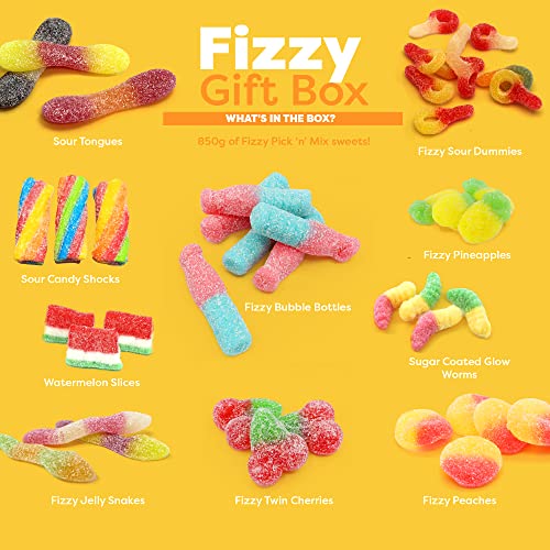 Pick 'n Mix Sweets Gift Box - 850g Large Mixed Fizzy Sweets Pick and Mix Selection Retro Hamper Gift Box Pouch - Easter, Mother's Day, Birthday