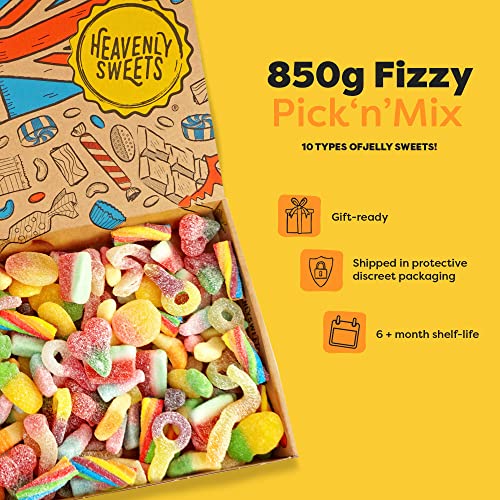 Pick 'n Mix Sweets Gift Box - 850g Large Mixed Fizzy Sweets Pick and Mix Selection Retro Hamper Gift Box Pouch - Easter, Mother's Day, Birthday