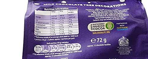 Cadbury Milk Chocolate Christmas Tree Baubles Decorations 72g (2 Pack)