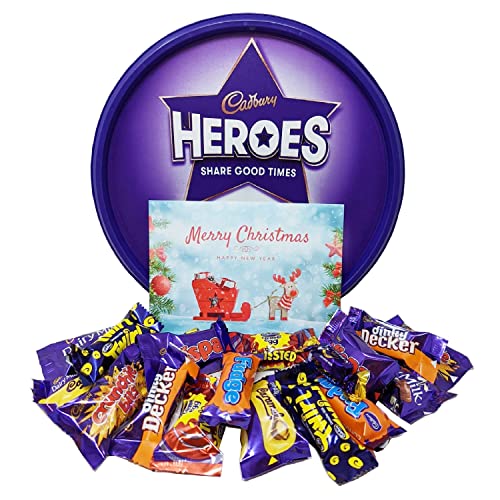 Cadbury Heroes Chocolate Tubs in Bulk -4x563g Bulk Christmas Chocolate, perfect as a Chocolate Christmas Gift,Halloween Sweets or Party Bag Fillers.Bulk Christmas Sweets comes with Topline Card 2.25kg