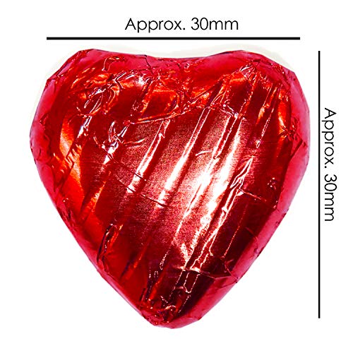 Chocolate heart, Red chocolate hearts, Individually wrapped chocolates ideal for Valentines Day, Mothers Day,Fathers Day Celebration,Bulk 500g approximately 80 Hearts.
