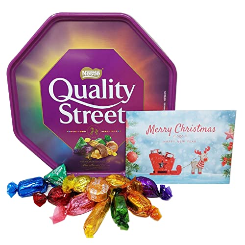 Quality Street Chocolate Tubs in Bulk, 4x600g Bulk Christmas Chocolate, perfect as a Chocolate Christmas Gift, Halloween Sweets or Party Bag Fillers.Bulk Christmas Sweets comes with Topline Card,2.4kg