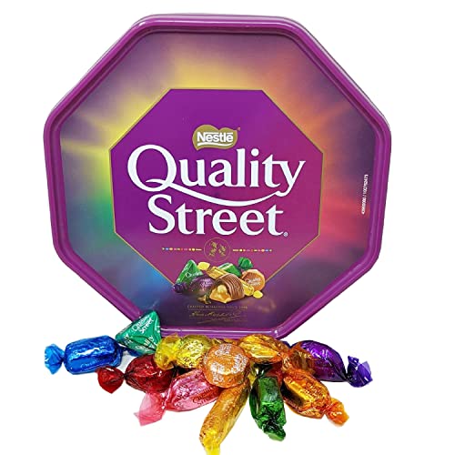 Quality Street Chocolate Tubs in Bulk, 4x600g Bulk Christmas Chocolate, perfect as a Chocolate Christmas Gift, Halloween Sweets or Party Bag Fillers.Bulk Christmas Sweets comes with Topline Card,2.4kg