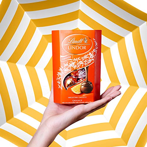Lindt Lindor Milk Orange Chocolate Truffles Box Chocolate Balls with a Smooth Melting Filling, 16 Balls, 200g
