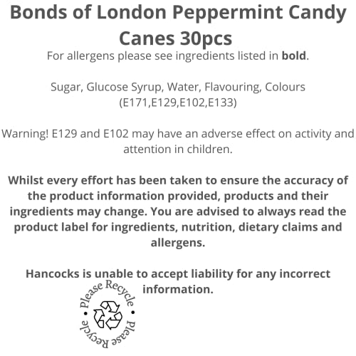 Bonds of London Peppermint Candy Canes 30pcs with Christmas Activity Card - Christmas Gifts, Easter Party Bag Filler, Festive Treat, Christmas Tree Decoration, Birthday Gifts