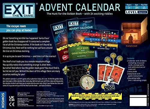 Thames & Kosmos |681951 | EXIT: Advent Calendar - The Hunt For The Golden Book |24 Riddles to Solve | 3D Rooms to Explore | Ages 10+