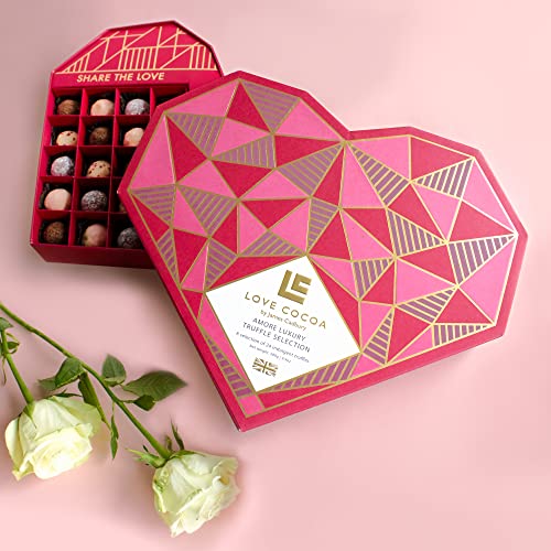Love Cocoa Chocolate Luxury Truffle Gifts - Pink Chocolate Giant Gift Box Heart - 280g
