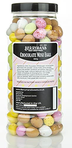 Original Mini Eggs Chocolate Retro Gift Jar by Berrymans Sweet Shop - Classic Sweets, Traditional Taste.