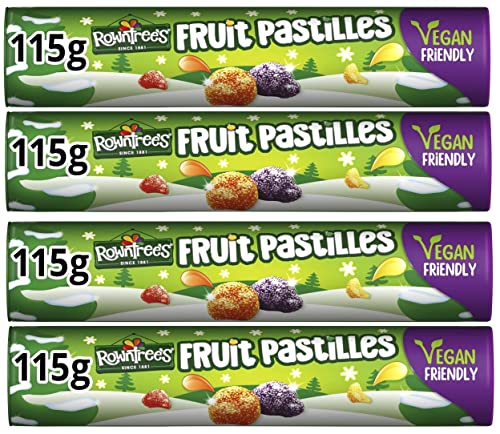 Rowntrees Fruit Pastilles Christmas Special Vegan Tube 115g Xmas 2022 treat ( Pack of 4)