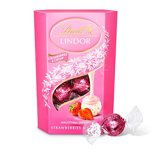 Lindt Lindor Strawberries & Cream Chocolate Truffles Box, 200g