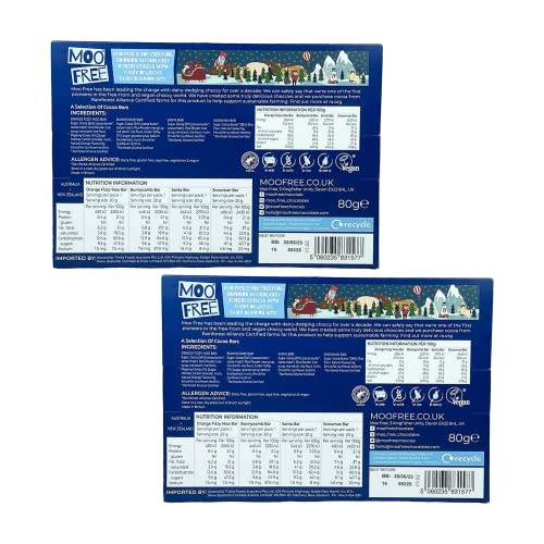 2x Moo Free Chocolate Selection Box Christmas | Dairy Free | Gluten Free Chocolate | Selection Boxes | Vegan Chocolate Gifts | Christmas Chocolates Gifts | Chocolate Selection Boxes | 80g