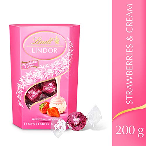 Lindt Lindor Strawberries & Cream Chocolate Truffles Box, 200g