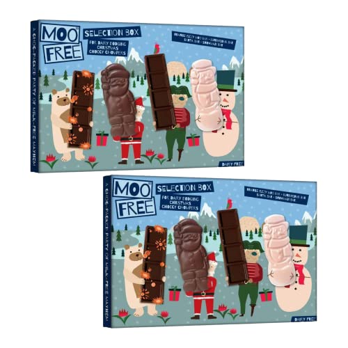 2x Moo Free Chocolate Selection Box Christmas | Dairy Free | Gluten Free Chocolate | Selection Boxes | Vegan Chocolate Gifts | Christmas Chocolates Gifts | Chocolate Selection Boxes | 80g