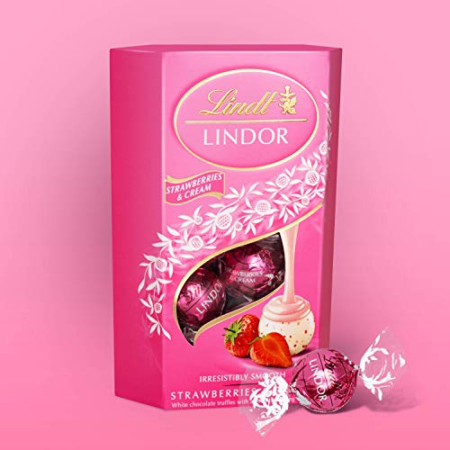 Lindt Lindor Strawberries & Cream Chocolate Truffles Box, 200g