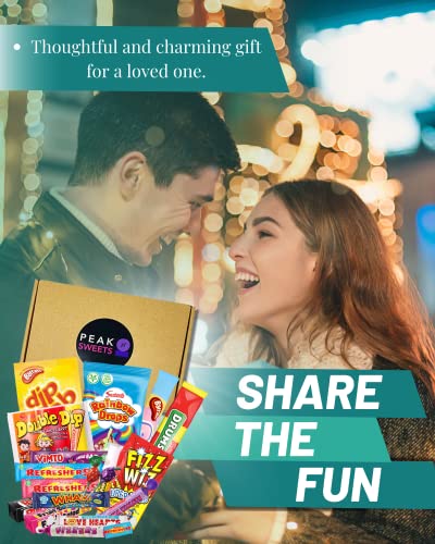 Peak Sweets Large Retro Gift Box - Box of 20 Party Treats and Candy Selection Letterbox - Gift Hamper Basket Set for Christmas, Birthday, Easter for Kids and Adults