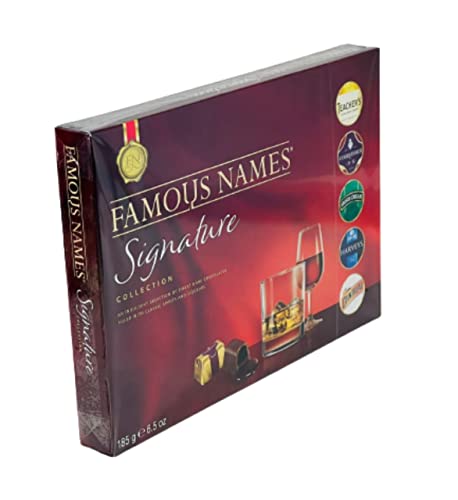 Famous Names Signature Collection 185g An indulgent selection of finest Dark Chocolate filled with classic spirits and liqueur Gift Box (Pack Of 1)