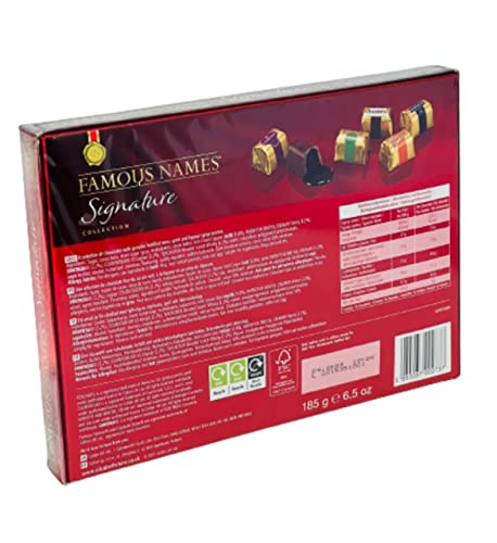 Famous Names Signature Collection 185g An indulgent selection of finest Dark Chocolate filled with classic spirits and liqueur Gift Box (Pack Of 1)