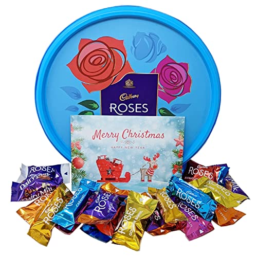 Cadbury Roses Chocolate Tubs in Bulk, 4x550g Bulk Christmas Chocolate, perfect as a Chocolate Christmas Gift, Halloween Sweets or Party Bag Fillers. Bulk Christmas Sweets comes with Topline Card,2.2kg