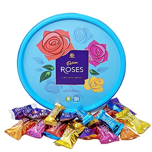 Cadbury Roses Chocolate Tubs in Bulk, 4x550g Bulk Christmas Chocolate, perfect as a Chocolate Christmas Gift, Halloween Sweets or Party Bag Fillers. Bulk Christmas Sweets comes with Topline Card,2.2kg
