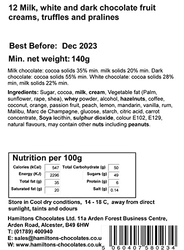 Hamiltons Burgundy Luxury Belgian Ballotin 12 Handmade Chocolates Gift Box