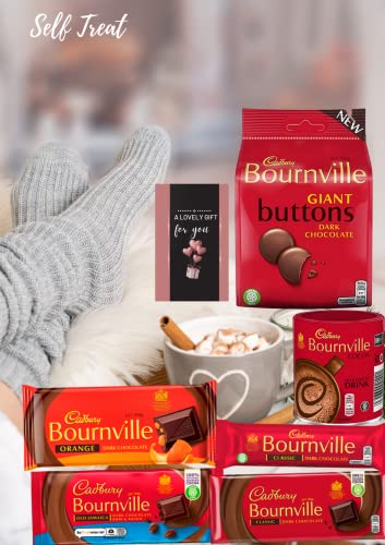 Bournville Dark Chocolate Sweet Hamper Selection Box Of Cadbury Chocolate - Cards,Bournville, Buttons,Bournville Cocoa Powder,Orange Chocolate&More For Valentine Christmas