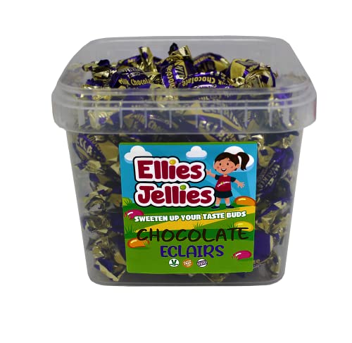 Ellies Jellies Chocolate Eclairs 576g Square Tub, Chocolate Treat, Sweet Flavor, Chocolate Éclair