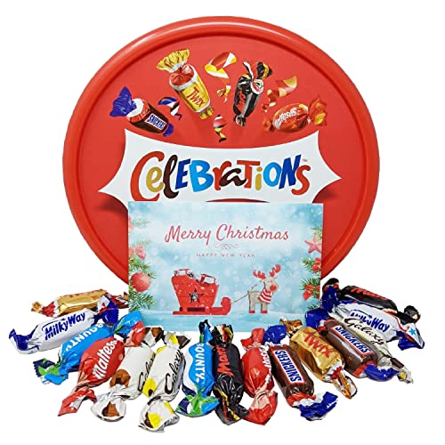 Celebration Chocolate Tubs in Bulk - 4x613g Bulk Christmas Chocolate, perfect as a Chocolate Christmas Gift, Halloween Sweets or Party Bag Fillers.Bulk Christmas Sweets with Topline Card - 2.45kg