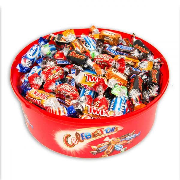 Celebration Chocolate Tubs in Bulk - 4x613g Bulk Christmas Chocolate, perfect as a Chocolate Christmas Gift, Halloween Sweets or Party Bag Fillers.Bulk Christmas Sweets with Topline Card - 2.45kg