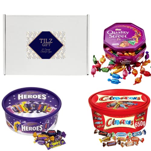 Christmas Chocolate Tubs Bulk Of Cadbury Chocolate Bundle Heros Celebrations Roses And Quality Street Sweets Halloween Candy Tubs Of Chocolates Halloween Sweets Xmas (3 TUBS BUNDLE)