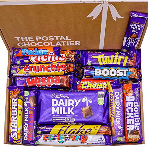 Cadbury Dairy Milk Chocolate Gift Box Hamper, Full Sized Bars, Letterbox Friendly, Perfect for Presents, Surprises Birthdays and Treats, Twirl, Double Decker, Crunchie (Large Hamer Box)