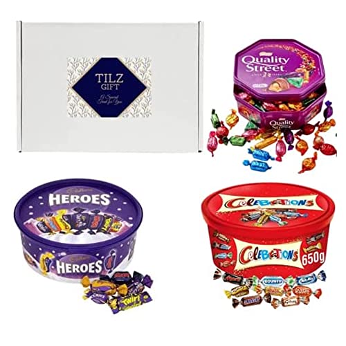 Christmas Chocolate Tubs Bulk Of Cadbury Chocolate Bundle Heros Celebrations Roses And Quality Street Sweets Halloween Candy Tubs Of Chocolates Halloween Sweets Xmas (3 TUBS BUNDLE)