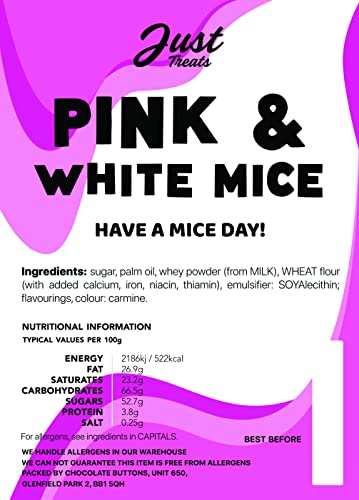 Traditional Pink and White Mice Gift Jar from The A-Z Retro Sweet Shop Collection