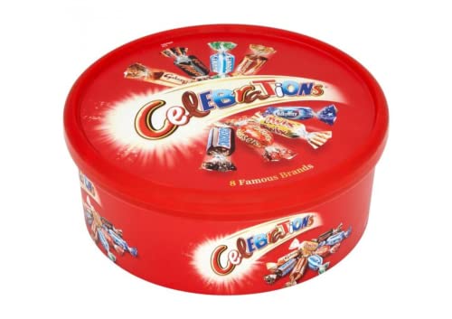 Christmas Chocolate Tubs - Cadbury Bulk Chocolate Tubs -1 Chocolate Orange Segsation 1 Heroes Chocolates Tub 1 Roses Chocolate Tub 1 Quality Street chocolates 1x Celebrations Chocolate Tub (Pack of 5)
