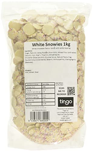 Hannahs White Chocolate Snowies (Jazzies), 1 kg, SNOWIES1KG-A