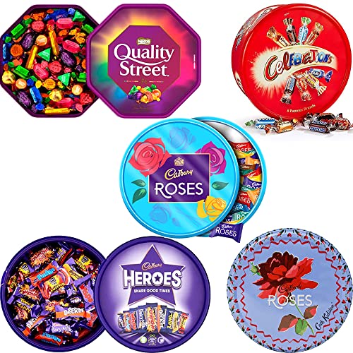 Christmas Chocolate Tubs - Celebrations Roses, Heroes, Quality Street Chocolate Tub- Pick your favourite chocolate tub