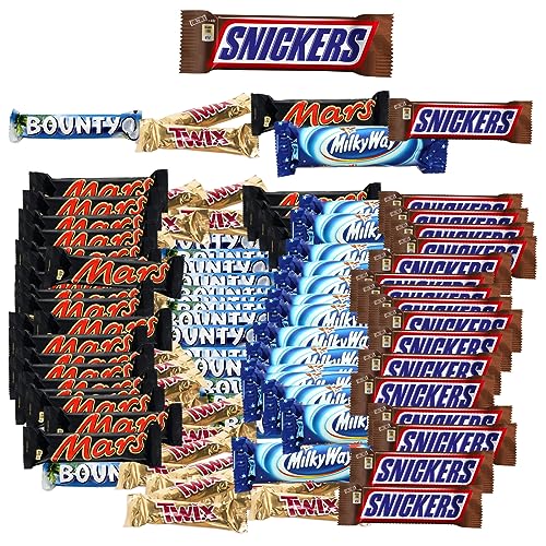 Bounty Snickers Mars Milky Way Twix |christmas Chocolate Mega Gift Hampers |free 40 Gm Snickers |71 Mixed Variety Mini Bars | Kids Treat Fun Size| Party Bag Filler |1.4kg