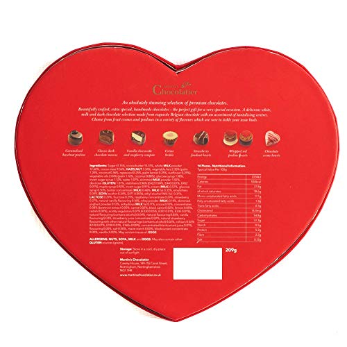 Martin’s Chocolatier Oh Hello Gorgeous Heart Shaped Box of Chocolates | Love Gift Set | 14 Handmade Belgian Milk, White & Dark Chocolates | Ideal Present for Birthday, Valentines & Anniversary 209g