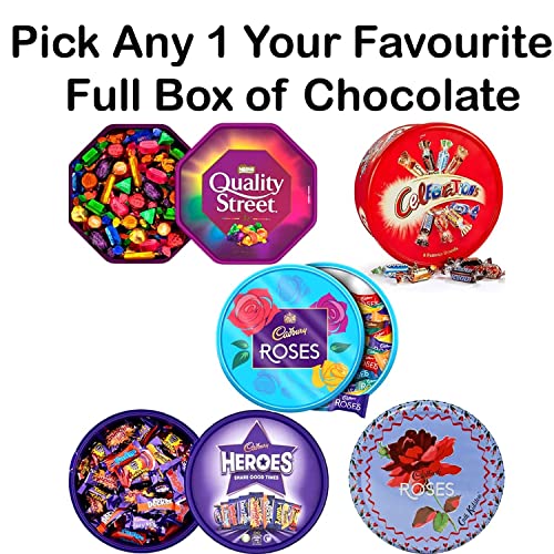 Christmas Chocolate Tubs - Celebrations Roses, Heroes, Quality Street Chocolate Tub- Pick your favourite chocolate tub