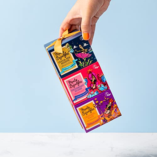 Monty Bojangles Vegan Tower | 3 Gift Boxes - Caramel Haze, Cocoa Berry Blush, Nib Nights | Cocoa Dusted Chocolate Truffles, 300g (3 x 100g Gift Pack)
